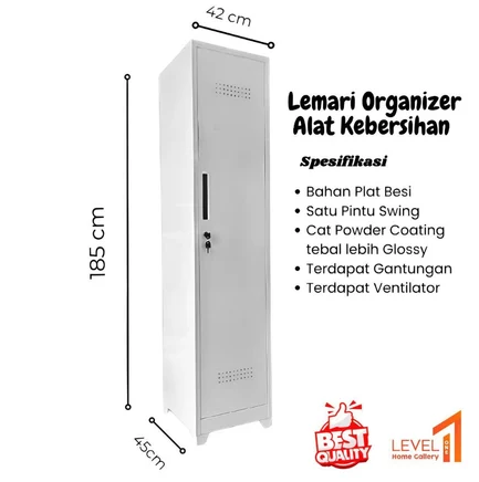 Cleaning Cabinet 1 Pintu Swing | Lemari Sapu Besi 1 Pintu Gantungan Sapu Pel | Lemari Sapu Besi 2 Pintu Storage Penyimpanan Alat Keversihan