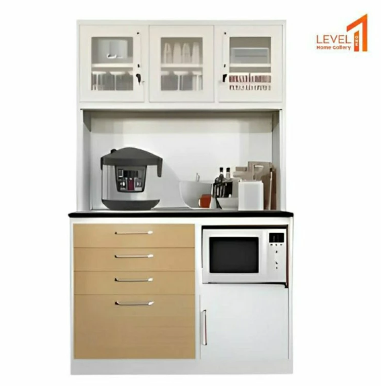 Kitchen Cabinet | Kitchen Set | Lemari Rak Dapur dengan Lampu LED Besi Minimalis | Lemari Makan | Lemari Sayur | Rak Piring Besar Jumbo