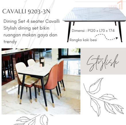 Meja Makan Minimalis Marble Marmer Rangka Besi Dining Set Premium Mewah