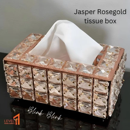 Jasper Blink kotak tissue make up kaca kristal gold premium mewah elegant estetik