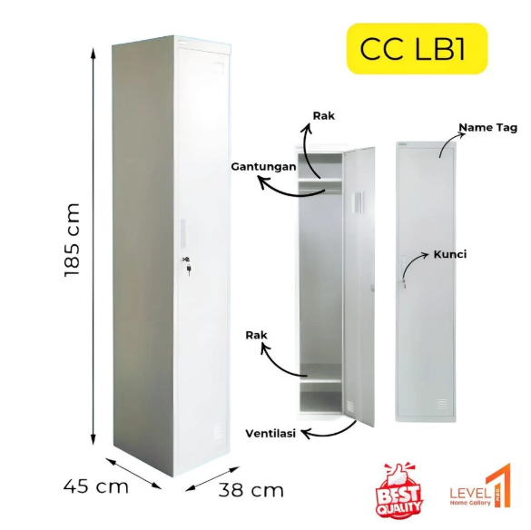 Lemari CCLB1 Locker Besi Multifungsi 1 Pintu | Filling Cabinet | Cleaning Cabinet | Lemari Besi Loker Karyawan Karyawati | Lemari Loker