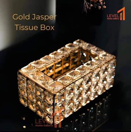Topaz Blink kotak tissue make up kaca kristal gold premium mewah elegant estetik