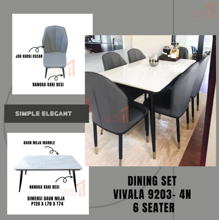 Meja Makan Minimalis Marble Marmer Rangka Besi Dining Set Premium Mewah