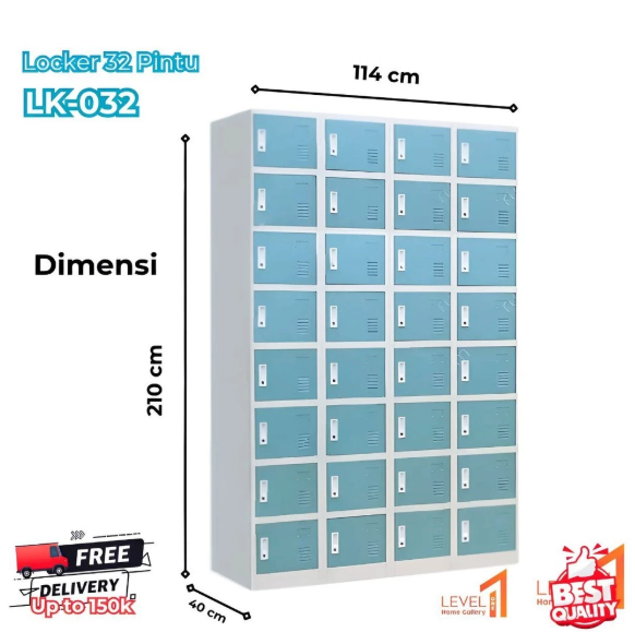 Lemari Locker Besi Multi Pintu | Lemari Besi Loker Karyawan Karyawati | Lemari Loker Arsip Kantor Sekolah | 32 | 24 | 18 Pintu 
