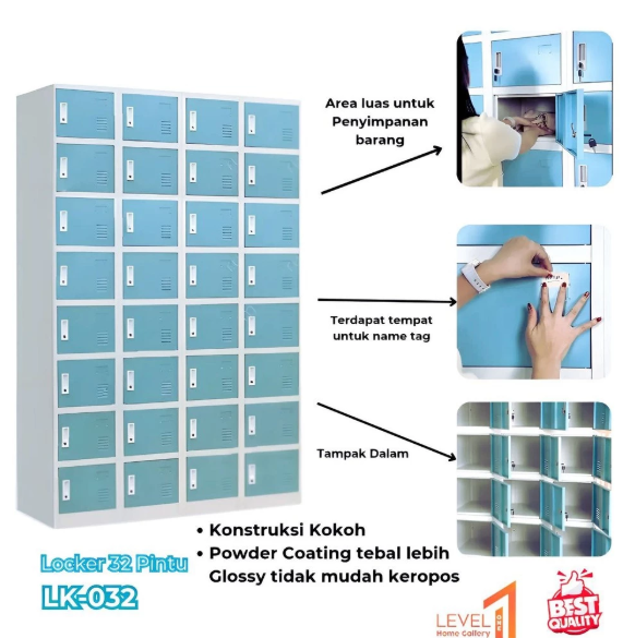 Lemari Locker Besi Multi Pintu | Lemari Besi Loker Karyawan Karyawati | Lemari Loker Arsip Kantor Sekolah | 32 | 24 | 18 Pintu 