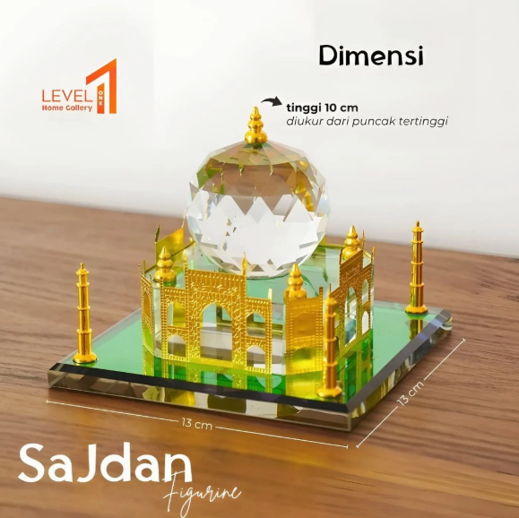 SAJDAN Masjid Miniatur | Mesjid Kaca Kristal | Masjid Mosque Hiasan Miniatur Muslim | Souvenir Islami Hiasan Miniatur Aesthetic
