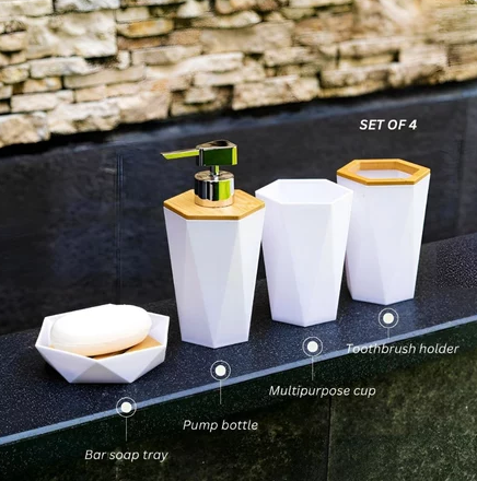 Walnut Premium Bathroom Set Mewah Estetik | Perlengkapan Kamar Mandi | Bathroom Toiletry