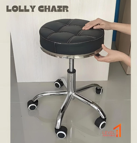 Lolly Kursi Mini Bar Minimalis Black | Kursi Cafe Putar | Kursi Salon Meja Rias Serbaguna