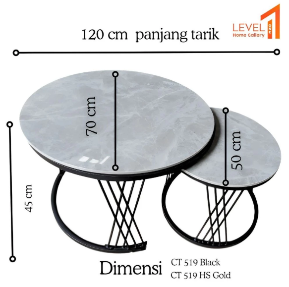 Meja Tamu Bulat Mewah Bahan Granit Marmer | Coffee Table Granit Premium Elegan Estetik