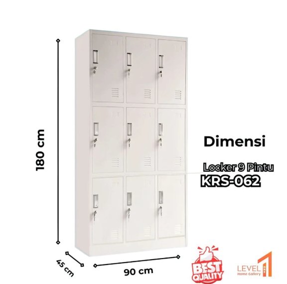 Lemari KRS 062 Locker Besi 9 Pintu | Lemari Besi Loker Karyawan Karyawati | Lemari Loker Arsip Kantor Sekolah | Loker Penyimpanan