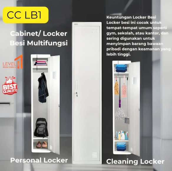 Lemari CCLB1 Locker Besi Multifungsi 1 Pintu | Filling Cabinet | Cleaning Cabinet | Lemari Besi Loker Karyawan Karyawati | Lemari Loker