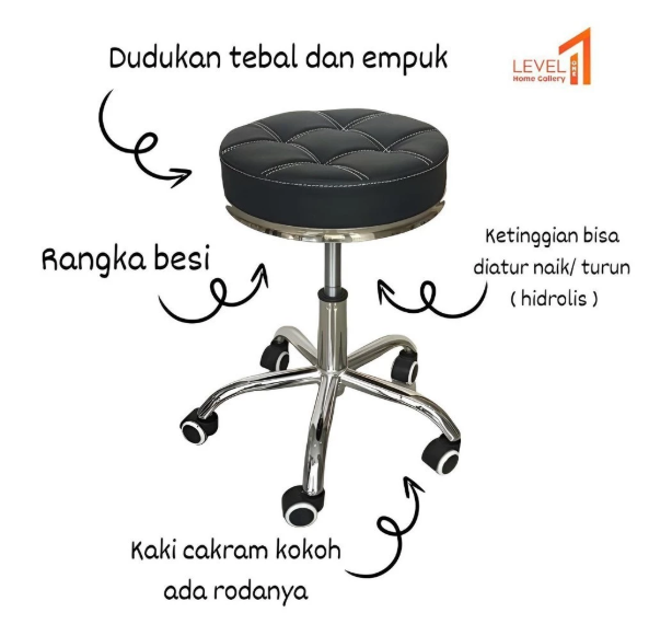 Lolly Kursi Mini Bar Minimalis Black | Kursi Cafe Putar | Kursi Salon Meja Rias Serbaguna