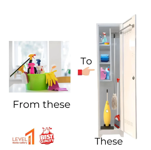 Cleaning Cabinet 1 Pintu Swing | Lemari Sapu Besi 1 Pintu Gantungan Sapu Pel | Lemari Sapu Besi 2 Pintu Storage Penyimpanan Alat Keversihan