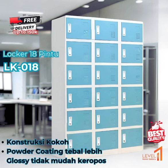 Lemari K18 Locker Besi 18 Pintu | Lemari Besi Loker Karyawan Karyawati | Lemari Loker Arsip Kantor Sekolah | Loker Penyimpanan 
