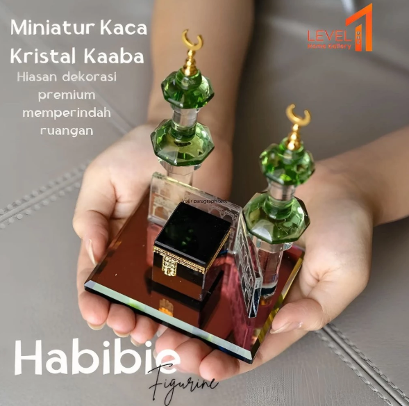 HABIBIE Kaaba Miniatur Kaca Kristal Kabah Pilar Hiasan Miniatur Muslim Souvenir Islami Hiasan Miniatur Aesthetic