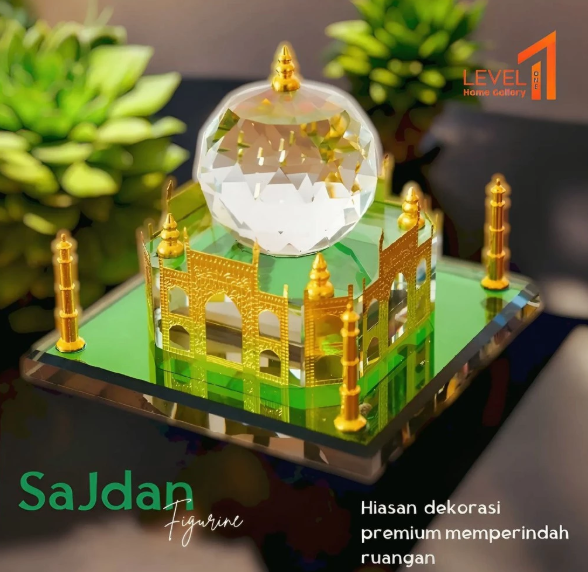 SAJDAN Masjid Miniatur | Mesjid Kaca Kristal | Masjid Mosque Hiasan Miniatur Muslim | Souvenir Islami Hiasan Miniatur Aesthetic