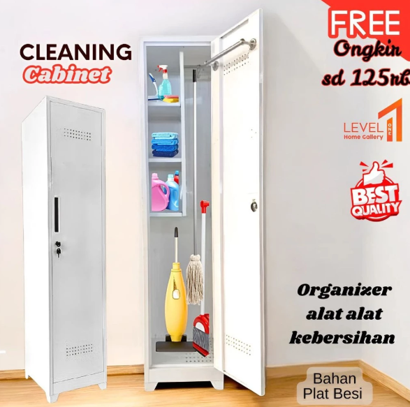 Cleaning Cabinet 1 Pintu Swing | Lemari Sapu Besi 1 Pintu Gantungan Sapu Pel | Lemari Sapu Besi 2 Pintu Storage Penyimpanan Alat Keversihan