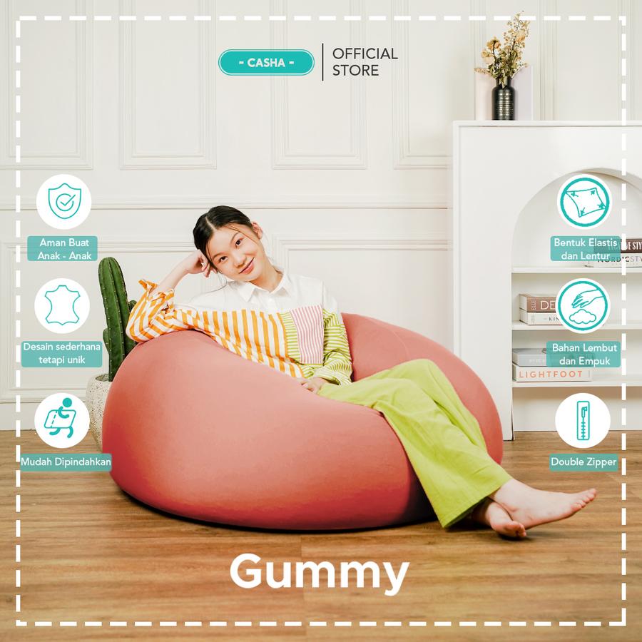 GUMMY BEAN BAG plus isi size XL - BAHAN POLYESTER STRETCH - ROUND