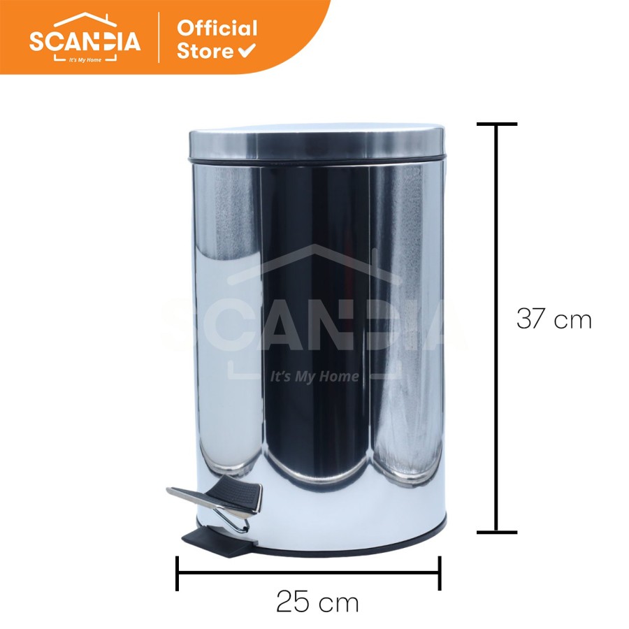 SCANDIA Tempat Sampah Decoty Pedal Trash Waste Bin Medel 12 L 25x25 cm