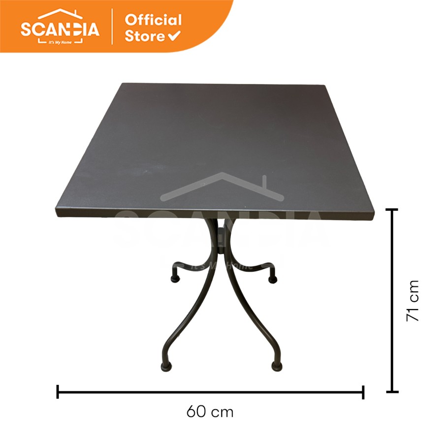 SCANDIA Outdoor Table Meja Luar Teras Runda 60x60x71 Cm Brown Coklat