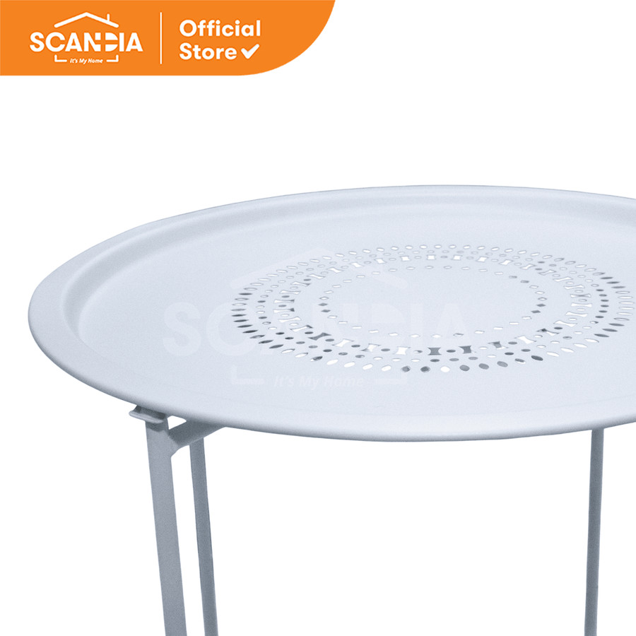 SCANDIA Meja Kecil End Table Randrap 46X51.5CM Sandy White