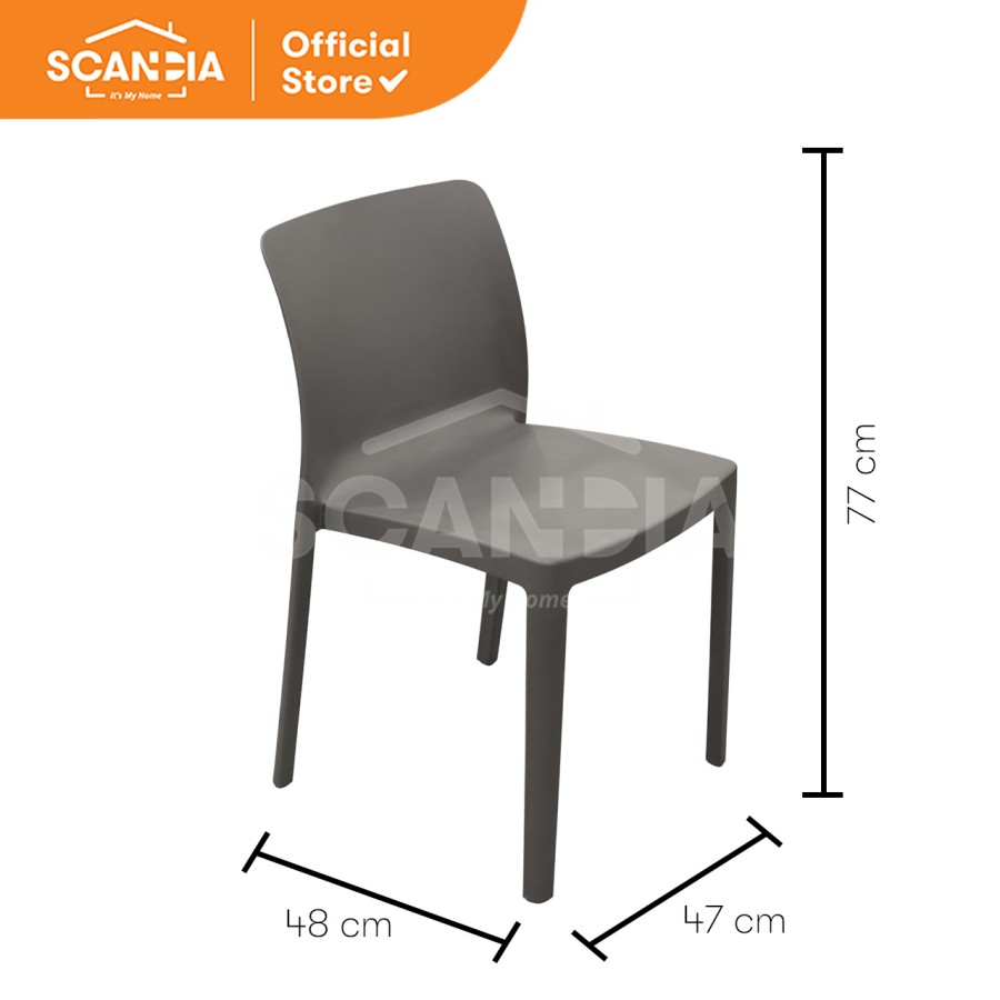 SCANDIA Dining Chair Kursi Makan Bangku Camilla 47x48x77 Cm Grey Abu