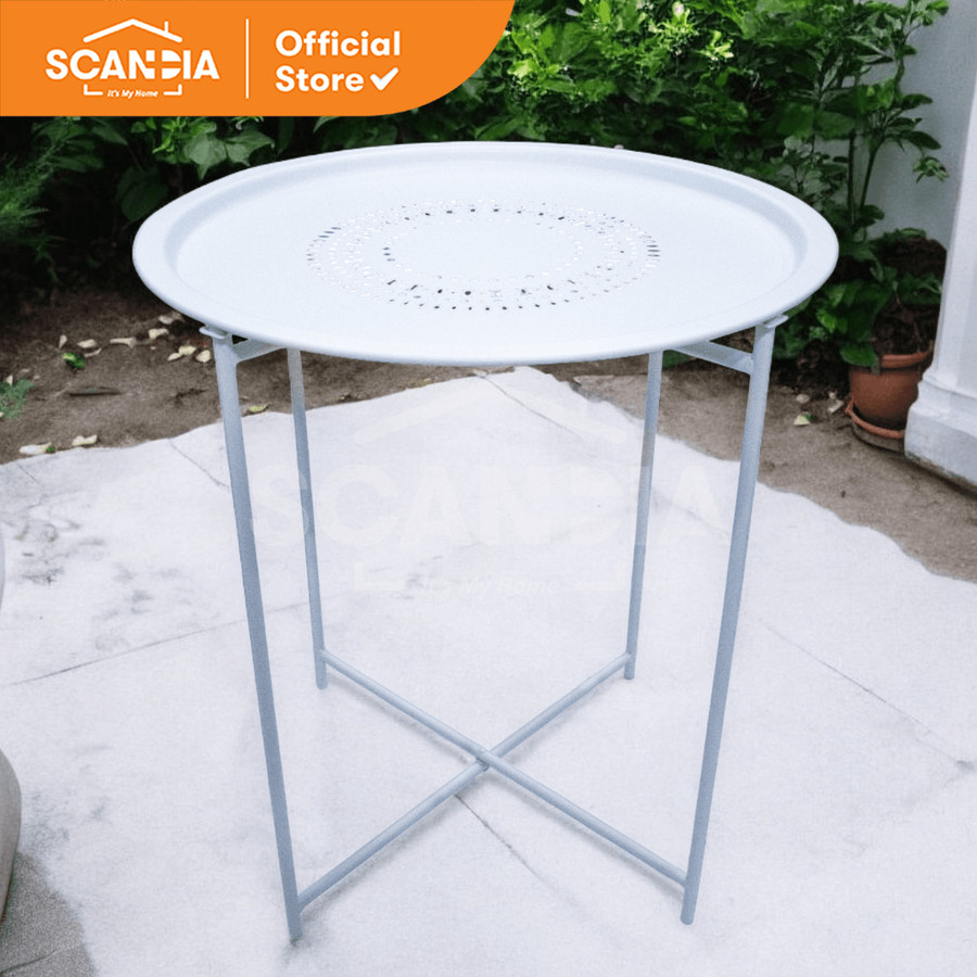 SCANDIA Meja Kecil End Table Randrap 46X51.5CM Sandy White