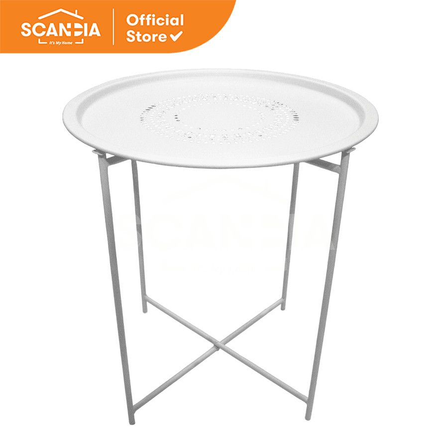 SCANDIA Meja Kecil End Table Randrap 46X51.5CM Sandy White