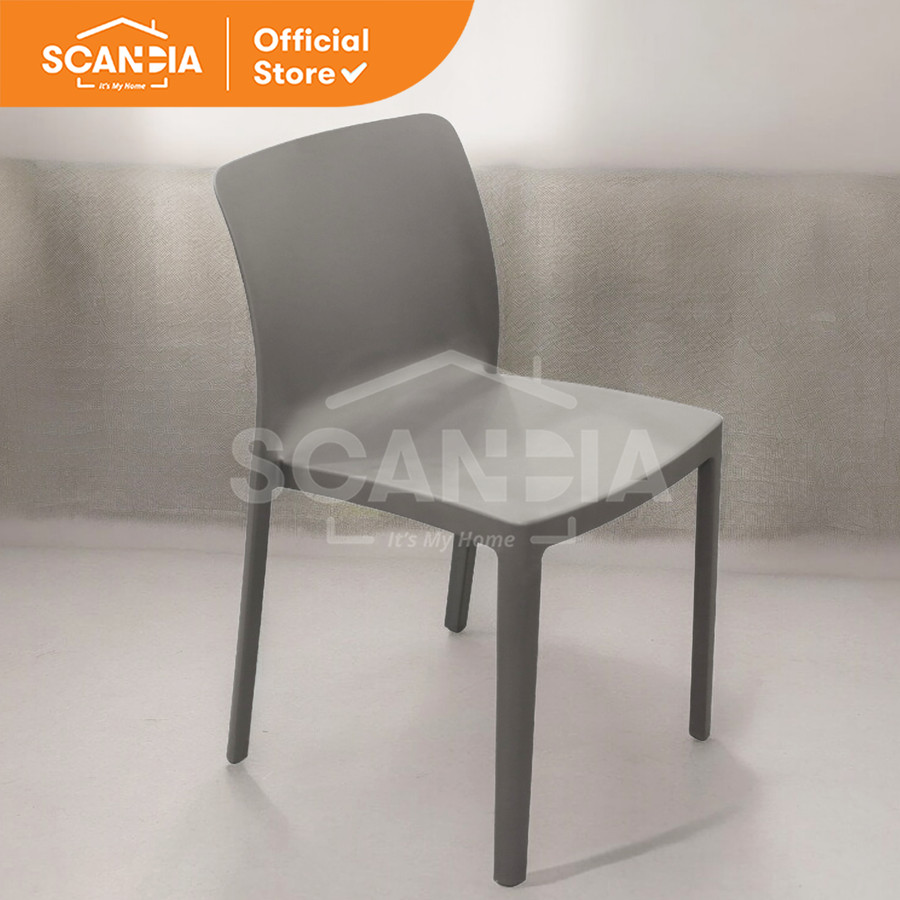 SCANDIA Dining Chair Kursi Makan Bangku Camilla 47x48x77 Cm Grey Abu