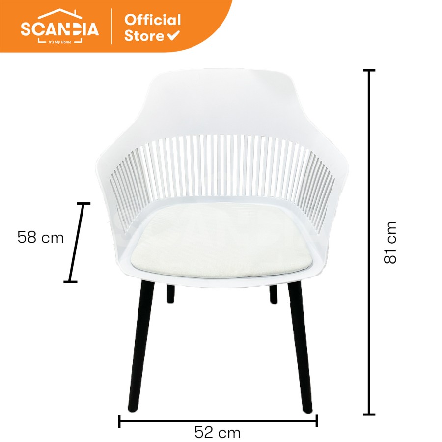 SCANDIA Dining Chair Kursi Bangku Makan Ingemar 52x58x81Cm White Putih