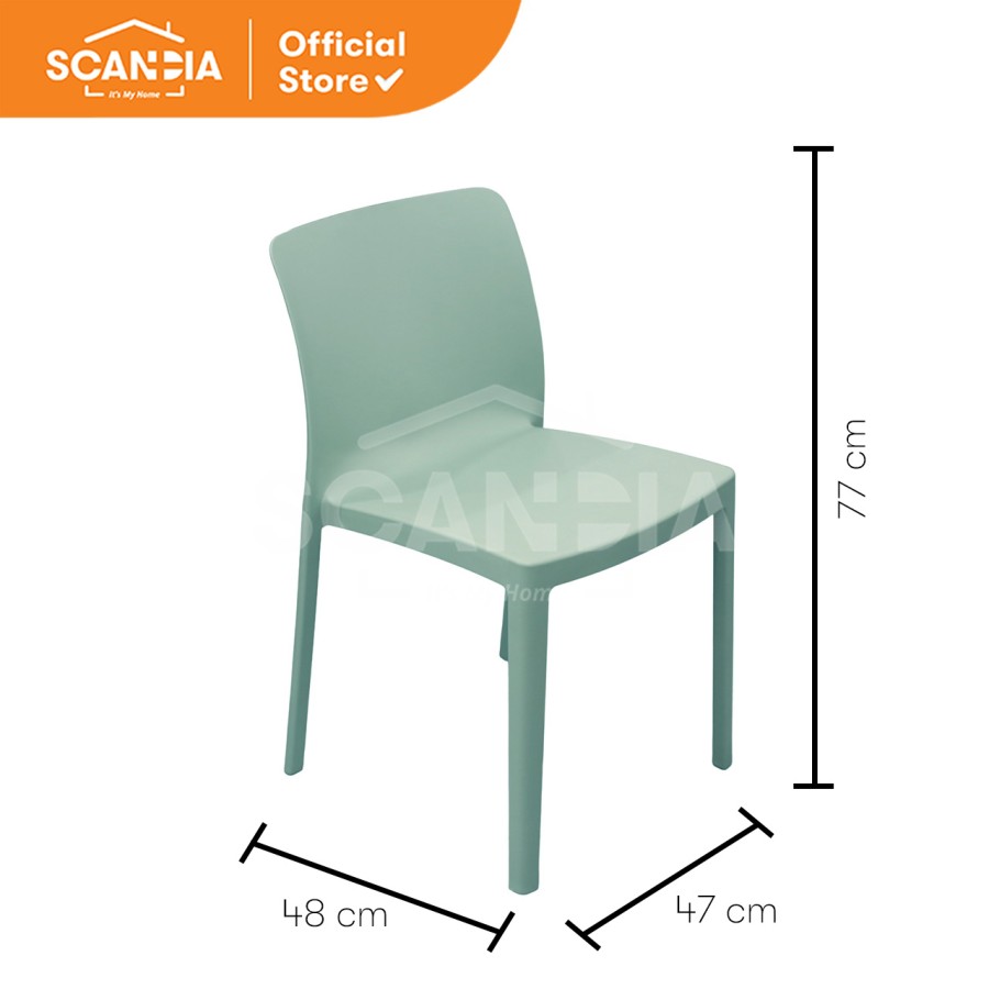 SCANDIA Dining Chair Camilla Kursi Makan 47x48x77Cm Olive Green