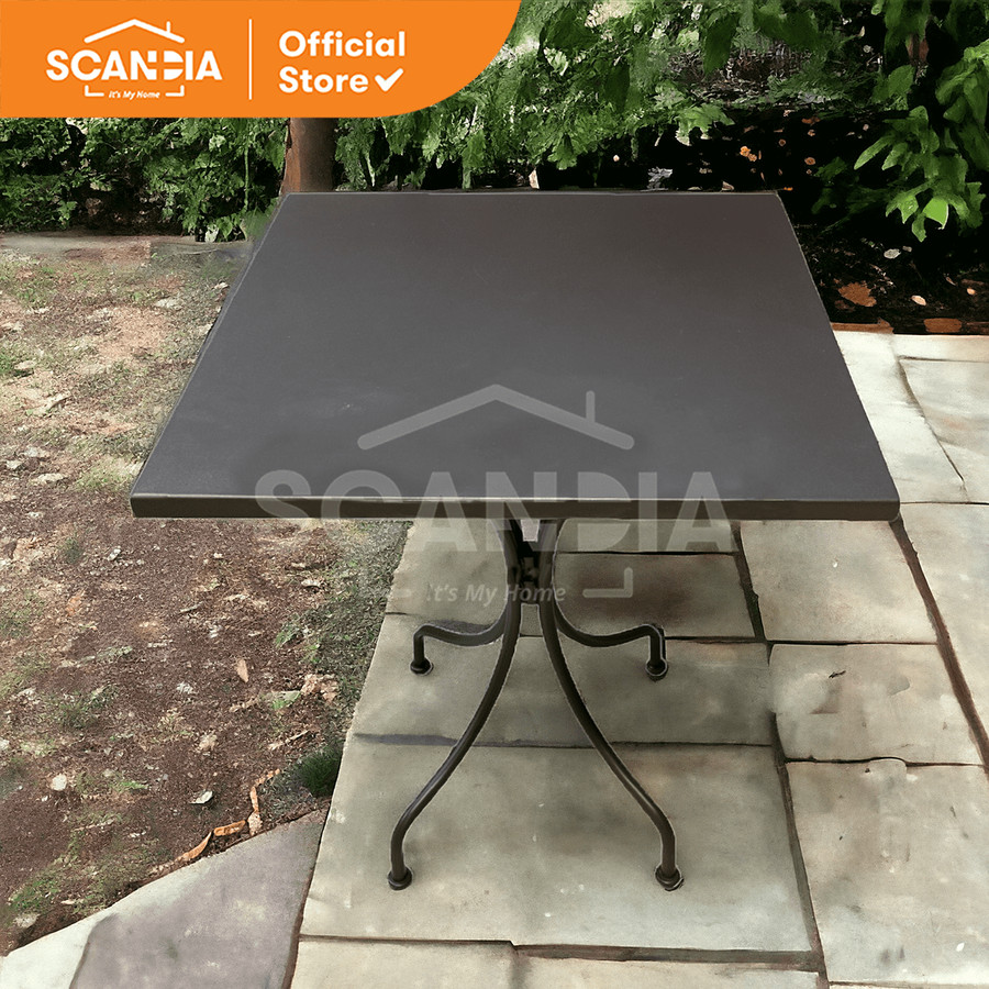SCANDIA Outdoor Table Meja Luar Teras Runda 60x60x71 Cm Brown Coklat