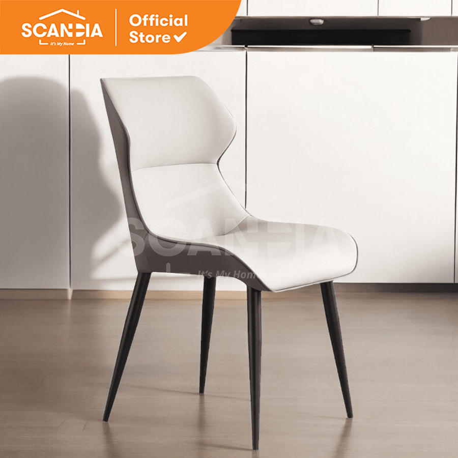 SCANDIA Kursi Makan Dining Chair Polarin Light Grey Beige 59X50X83Cm