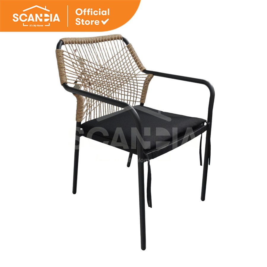 SCANDIA Kursi Outdoor Dining Chair Friberg 56X60X85cm Beige Black