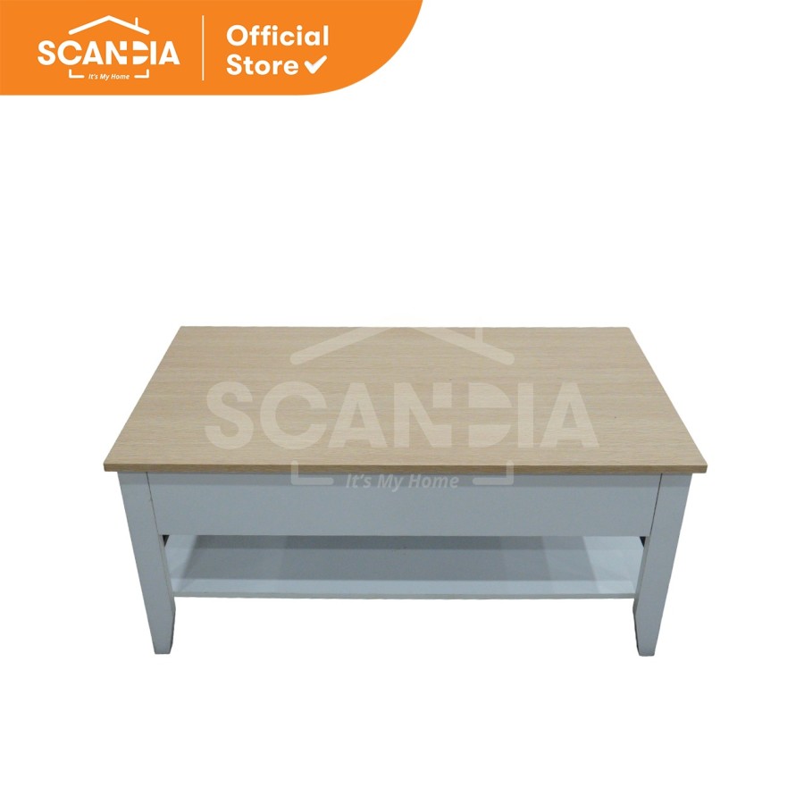 SCANDIA Coffee Table Meja Kopi Tamu Fuko 120x59x55 Cm White Oak Putih