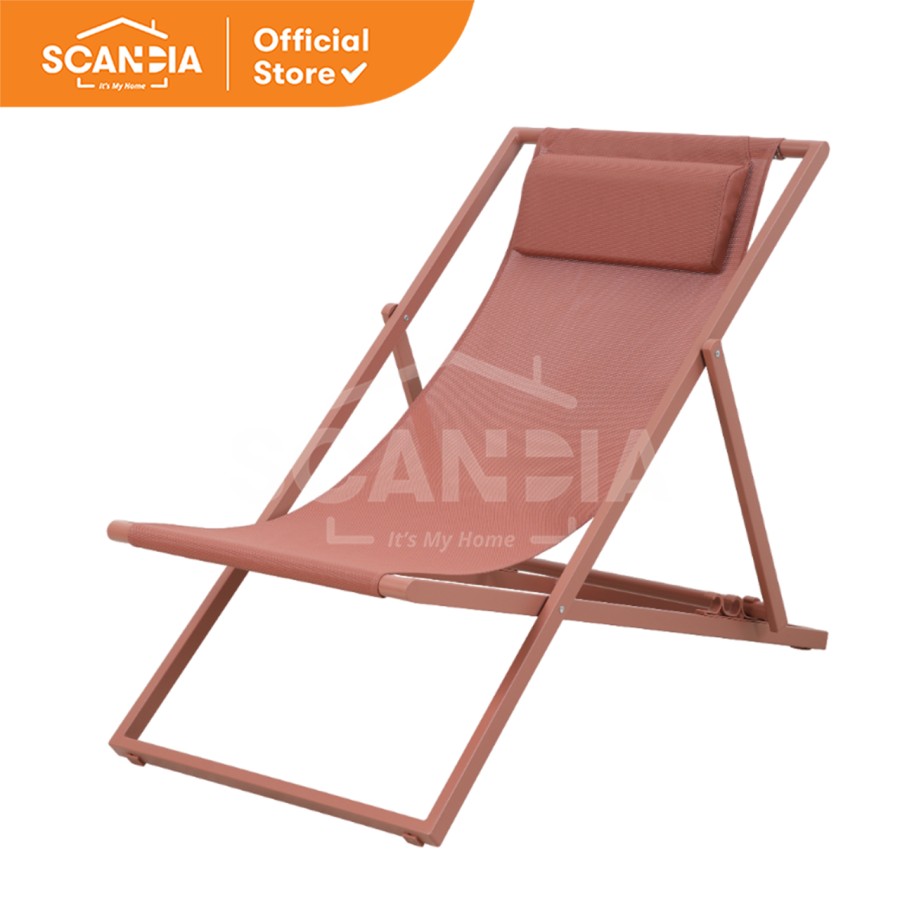SCANDIA Outdoor Kursi Pantai Lipat Beach Chair Tomas 60x100x94Cm Red