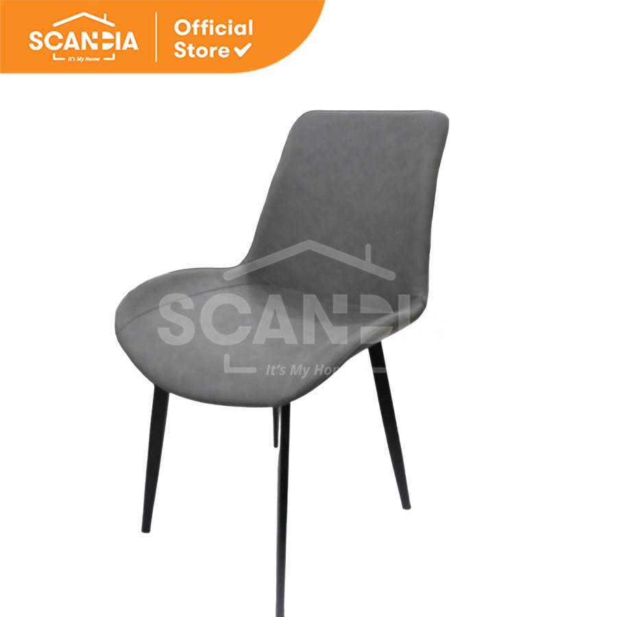 SCANDIA Kursi Bangku Makan Dining Chair Gisle 59x51x84Cm Dark Grey Abu