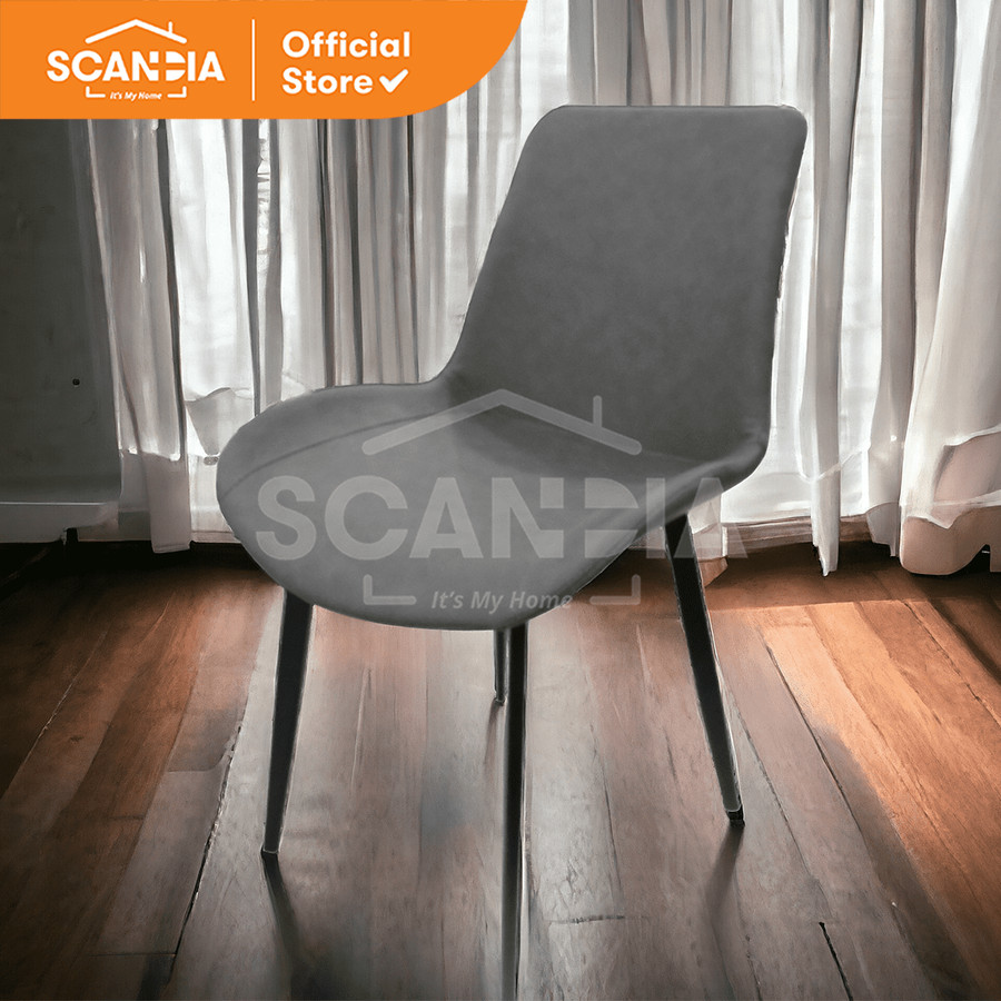 SCANDIA Kursi Bangku Makan Dining Chair Gisle 59x51x84Cm Dark Grey Abu