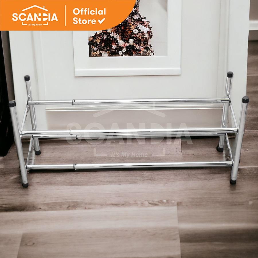 SCANDIA Rak Sepatu Shoe Rack Expandable Sjov 63-116x22,5x35,5Cm Silver