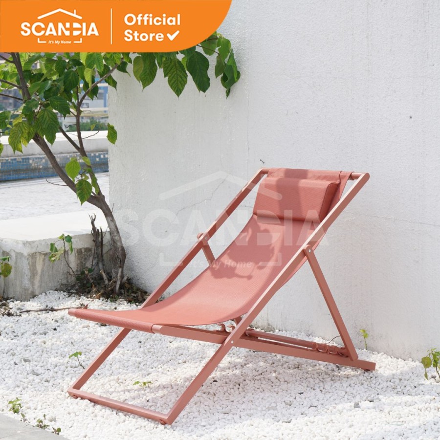 SCANDIA Outdoor Kursi Pantai Lipat Beach Chair Tomas 60x100x94Cm Red