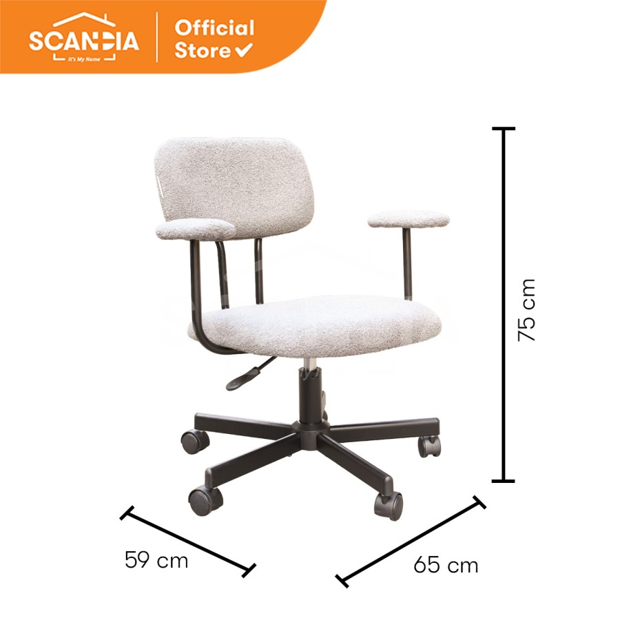 SCANDIA Office Chair Kursi Kantor Elias 65x59x75-85 Cm Grey Abu