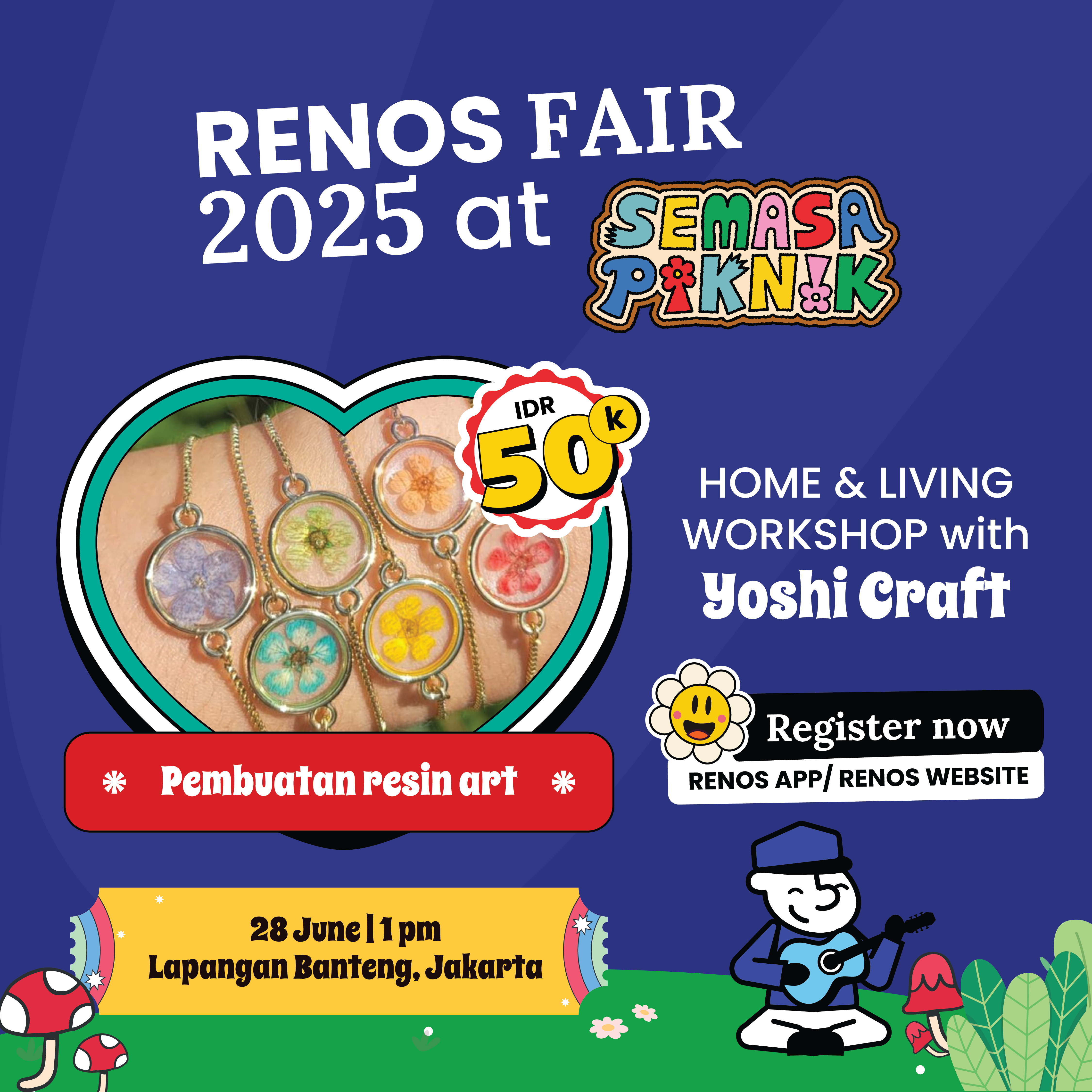 Tiket Workshop Renos Fair 2025 - Pembuatan Resin Art Bersama Yoshi Craft (28 Juni 13.00)