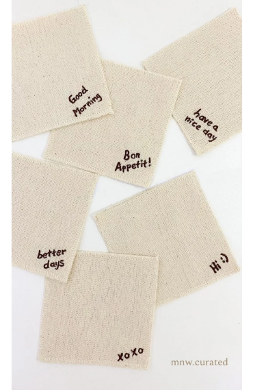 Embroidery Quote Canvas Coaster by MNW.curated (alas Gelas/ Tatakan Gelas Dengan Bordir Kata-kata)