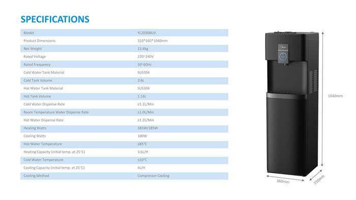 Midea Dispenser Galon Bawah YL2036BUV Compressor Cooling