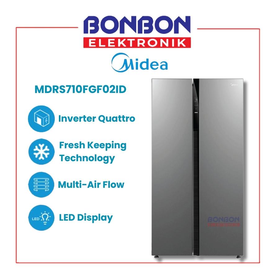 MIDEA Kulkas Side by Side 525L MDRS710FGF02ID - LED Display MDRS710FG