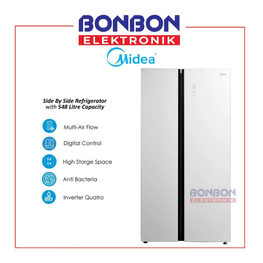 Midea Kulkas Side by Side 548L MDRS712FIE61WID / MDRS 712FIE61-WID - Inverter Quattro - Digital Control