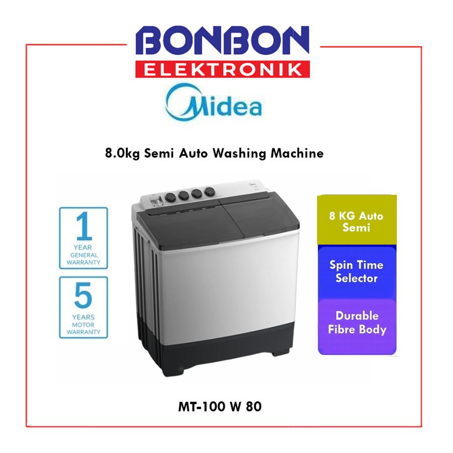 Midea Mesin Cuci 2 Tabung 8KG MT 100W 80 / MT100W80