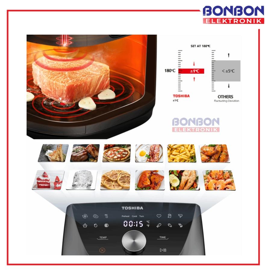 Toshiba Air Fryer 5.2 L AF-52CS1TRID(H) / AF52CS1TRID / AF 52CS1TRID Hitam 5.2 Liter 12 Preset Menu - Menu-IQ Program