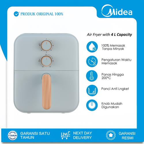 Midea Air Fryer 4L MAF400B0ADG 650W Low Watt | Penggorengan Tanpa Minyak | Digital Touch | Kapasitas Besar | Multifungsi | Gagang Kayu