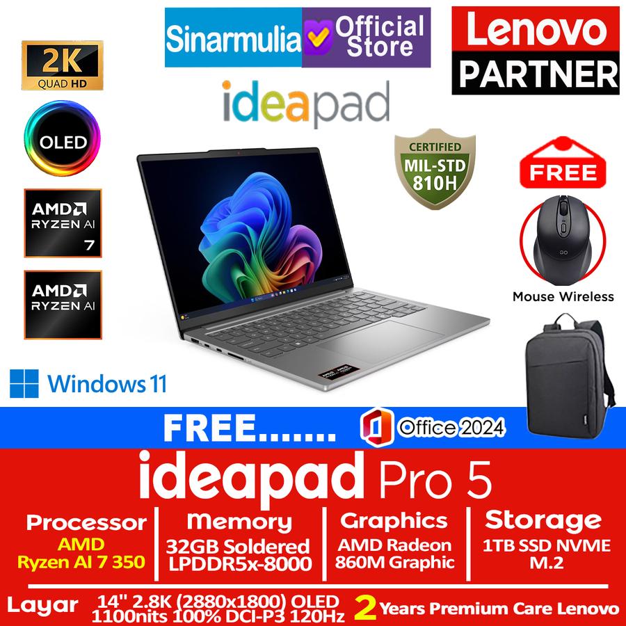 Lenovo Ideapad Pro 5 Ryzen AI 7 350 1TB SSD 32GB 2.8K OLED 100%sRGB 120Hz Win11+OHS